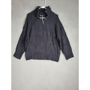 LOGENE Womens Oversized Sweater Long Sleeve Fuzzy Knit Pullover 1/4 Zip Medium